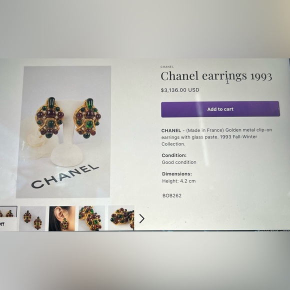 CHANEL gemstone Earrings 1993 - Picture 9 of 9
